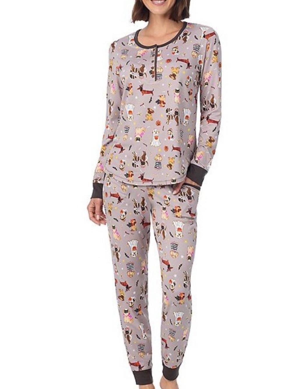 Cuddl Duds® Halloween Cozy Long Sleeve Henley Top and Pajama Bottoms Set